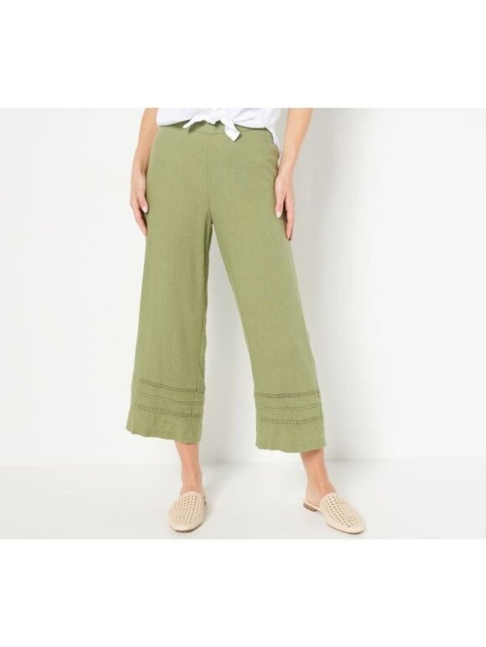 Isaac Mizrahi Live! Pants Size 28W Tall Bridgehampton Linen Blend Rosemary NEW
